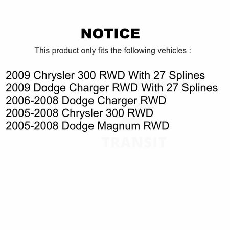 Kugel Front Rear Wheel Bearing & Hub Assembly Kit For Chrysler 300 Dodge Charger Magnum RWD K70-101222